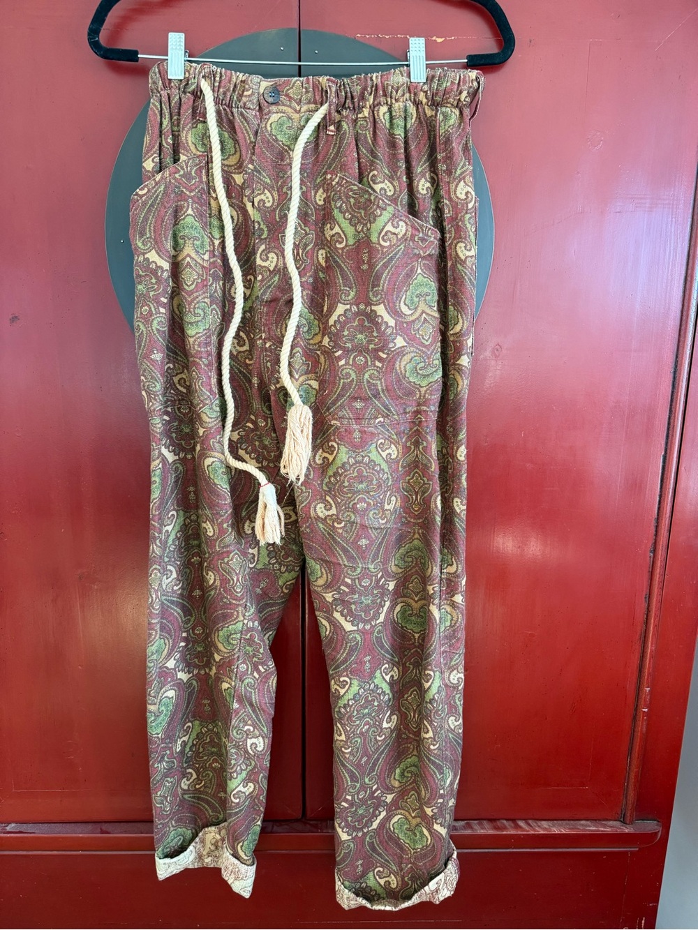 Paisley Drawstring Joggers in Brown for Women